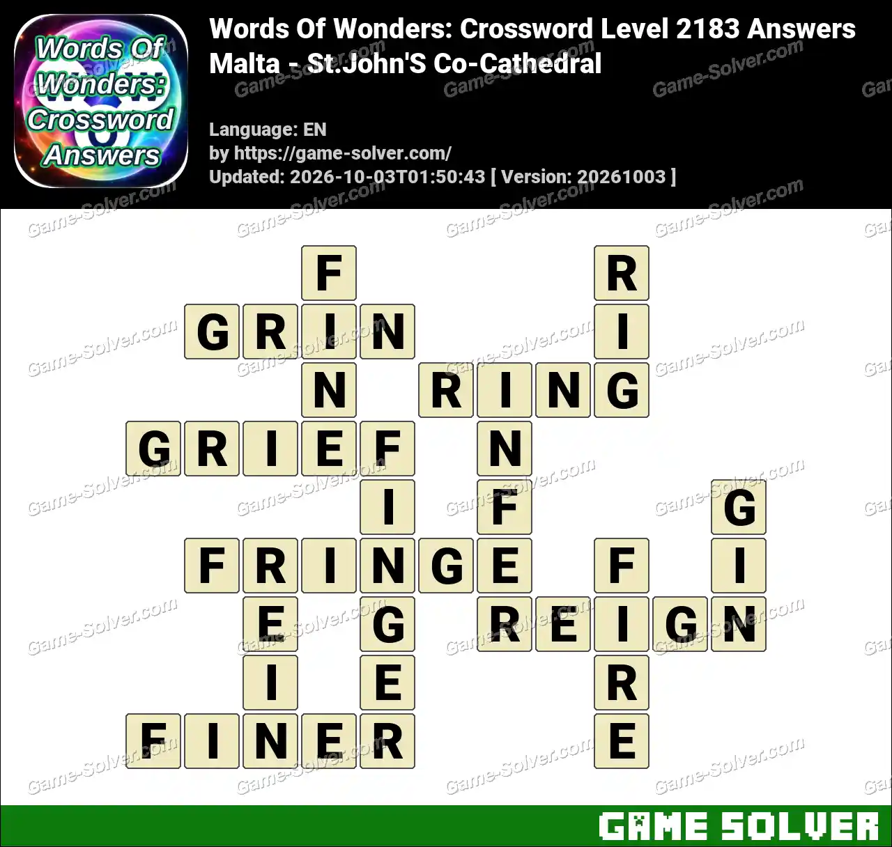 Words Of Wonders: Crossword Level 2183 Answers – Malta – St.John’S Co-Cathedral